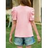 imageImily Bela Girls Puff Short Sleeve Tops Kids Summer T Shirts Crewneck Fashion Tees 514 YearsLight Pink