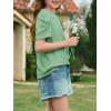 imageImily Bela Girls Puff Short Sleeve Tops Kids Summer T Shirts Crewneck Fashion Tees 514 YearsOlive Green