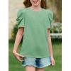 imageImily Bela Girls Puff Short Sleeve Tops Kids Summer T Shirts Crewneck Fashion Tees 514 YearsOlive Green