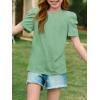 imageImily Bela Girls Puff Short Sleeve Tops Kids Summer T Shirts Crewneck Fashion Tees 514 YearsOlive Green