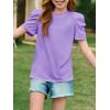 imageImily Bela Girls Puff Short Sleeve Tops Kids Summer T Shirts Crewneck Fashion Tees 514 YearsViolet