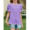 imageImily Bela Girls Puff Short Sleeve Tops Kids Summer T Shirts Crewneck Fashion Tees 514 YearsViolet