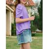 imageImily Bela Girls Puff Short Sleeve Tops Kids Summer T Shirts Crewneck Fashion Tees 514 YearsViolet