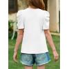 imageImily Bela Girls Puff Short Sleeve Tops Kids Summer T Shirts Crewneck Fashion Tees 514 YearsWhite