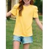 imageImily Bela Girls Puff Short Sleeve Tops Kids Summer T Shirts Crewneck Fashion Tees 514 YearsYellow