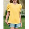 imageImily Bela Girls Puff Short Sleeve Tops Kids Summer T Shirts Crewneck Fashion Tees 514 YearsYellow