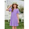 imageImily Bela Girls Summer Short Sleeve Dress A Line Swing Basic Skater Twirl Party Dresses 514 YearsLavender
