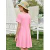 imageImily Bela Girls Summer Short Sleeve Dress A Line Swing Basic Skater Twirl Party Dresses 514 YearsPink