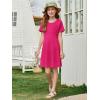 imageImily Bela Girls Summer Short Sleeve Dress A Line Swing Basic Skater Twirl Party Dresses 514 YearsRose Red