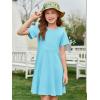 imageImily Bela Girls Summer Short Sleeve Dress A Line Swing Basic Skater Twirl Party Dresses 514 YearsSky Blue