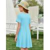 imageImily Bela Girls Summer Short Sleeve Dress A Line Swing Basic Skater Twirl Party Dresses 514 YearsSky Blue