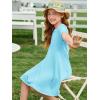 imageImily Bela Girls Summer Short Sleeve Dress A Line Swing Basic Skater Twirl Party Dresses 514 YearsSky Blue