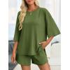 imageImily Bela Womens 2 Piece Lounge Sets Summer Casual Outfits Oversized 34 Sleeve T Shirts and Shorts Pajama Matching SetArmy Green