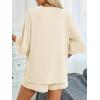 imageImily Bela Womens 2 Piece Lounge Sets Summer Casual Outfits Oversized 34 Sleeve T Shirts and Shorts Pajama Matching SetBeige
