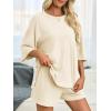 imageImily Bela Womens 2 Piece Lounge Sets Summer Casual Outfits Oversized 34 Sleeve T Shirts and Shorts Pajama Matching SetBeige