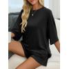 imageImily Bela Womens 2 Piece Lounge Sets Summer Casual Outfits Oversized 34 Sleeve T Shirts and Shorts Pajama Matching SetBlack