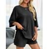 imageImily Bela Womens 2 Piece Lounge Sets Summer Casual Outfits Oversized 34 Sleeve T Shirts and Shorts Pajama Matching SetBlack