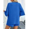 imageImily Bela Womens 2 Piece Lounge Sets Summer Casual Outfits Oversized 34 Sleeve T Shirts and Shorts Pajama Matching SetBlue