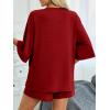 imageImily Bela Womens 2 Piece Lounge Sets Summer Casual Outfits Oversized 34 Sleeve T Shirts and Shorts Pajama Matching SetBurgundy