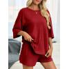 imageImily Bela Womens 2 Piece Lounge Sets Summer Casual Outfits Oversized 34 Sleeve T Shirts and Shorts Pajama Matching SetBurgundy