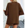 imageImily Bela Womens 2 Piece Lounge Sets Summer Casual Outfits Oversized 34 Sleeve T Shirts and Shorts Pajama Matching SetCoffee