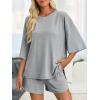 imageImily Bela Womens 2 Piece Lounge Sets Summer Casual Outfits Oversized 34 Sleeve T Shirts and Shorts Pajama Matching SetGrey