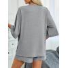 imageImily Bela Womens 2 Piece Lounge Sets Summer Casual Outfits Oversized 34 Sleeve T Shirts and Shorts Pajama Matching SetGrey