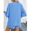 imageImily Bela Womens 2 Piece Lounge Sets Summer Casual Outfits Oversized 34 Sleeve T Shirts and Shorts Pajama Matching SetLight Blue