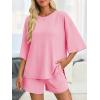 imageImily Bela Womens 2 Piece Lounge Sets Summer Casual Outfits Oversized 34 Sleeve T Shirts and Shorts Pajama Matching SetPink