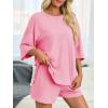 imageImily Bela Womens 2 Piece Lounge Sets Summer Casual Outfits Oversized 34 Sleeve T Shirts and Shorts Pajama Matching SetPink