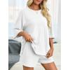 imageImily Bela Womens 2 Piece Lounge Sets Summer Casual Outfits Oversized 34 Sleeve T Shirts and Shorts Pajama Matching SetWhite