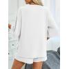 imageImily Bela Womens 2 Piece Lounge Sets Summer Casual Outfits Oversized 34 Sleeve T Shirts and Shorts Pajama Matching SetWhite