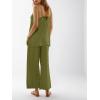 imageImily Bela Womens 2 Piece Outfits Linen Set Camisole Tops and Wide Leg Pants Vacation Matching LoungewearArmy Green
