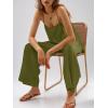 imageImily Bela Womens 2 Piece Outfits Linen Set Camisole Tops and Wide Leg Pants Vacation Matching LoungewearArmy Green