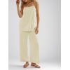 imageImily Bela Womens 2 Piece Outfits Linen Set Camisole Tops and Wide Leg Pants Vacation Matching LoungewearBeige