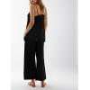 imageImily Bela Womens 2 Piece Outfits Linen Set Camisole Tops and Wide Leg Pants Vacation Matching LoungewearBlack