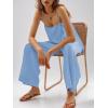 imageImily Bela Womens 2 Piece Outfits Linen Set Camisole Tops and Wide Leg Pants Vacation Matching LoungewearBlue