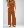 imageImily Bela Womens 2 Piece Outfits Linen Set Camisole Tops and Wide Leg Pants Vacation Matching LoungewearBrick Red