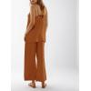 imageImily Bela Womens 2 Piece Outfits Linen Set Camisole Tops and Wide Leg Pants Vacation Matching LoungewearBrick Red