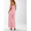 imageImily Bela Womens 2 Piece Outfits Linen Set Camisole Tops and Wide Leg Pants Vacation Matching LoungewearPink