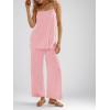 imageImily Bela Womens 2 Piece Outfits Linen Set Camisole Tops and Wide Leg Pants Vacation Matching LoungewearPink