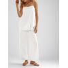 imageImily Bela Womens 2 Piece Outfits Linen Set Camisole Tops and Wide Leg Pants Vacation Matching LoungewearWhite