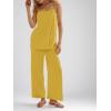imageImily Bela Womens 2 Piece Outfits Linen Set Camisole Tops and Wide Leg Pants Vacation Matching LoungewearYellow