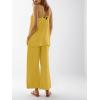 imageImily Bela Womens 2 Piece Outfits Linen Set Camisole Tops and Wide Leg Pants Vacation Matching LoungewearYellow