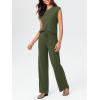 imageImily Bela Womens 2 Piece Outfits Sweater Sets Knit Summer Casual Crewneck Sleeveless Tops Wide Leg Pants TracksuitsArmy Green