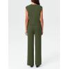 imageImily Bela Womens 2 Piece Outfits Sweater Sets Knit Summer Casual Crewneck Sleeveless Tops Wide Leg Pants TracksuitsArmy Green