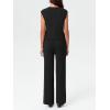 imageImily Bela Womens 2 Piece Outfits Sweater Sets Knit Summer Casual Crewneck Sleeveless Tops Wide Leg Pants TracksuitsBlack