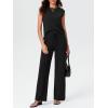 imageImily Bela Womens 2 Piece Outfits Sweater Sets Knit Summer Casual Crewneck Sleeveless Tops Wide Leg Pants TracksuitsBlack