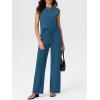 imageImily Bela Womens 2 Piece Outfits Sweater Sets Knit Summer Casual Crewneck Sleeveless Tops Wide Leg Pants TracksuitsBlue