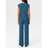 imageImily Bela Womens 2 Piece Outfits Sweater Sets Knit Summer Casual Crewneck Sleeveless Tops Wide Leg Pants TracksuitsBlue